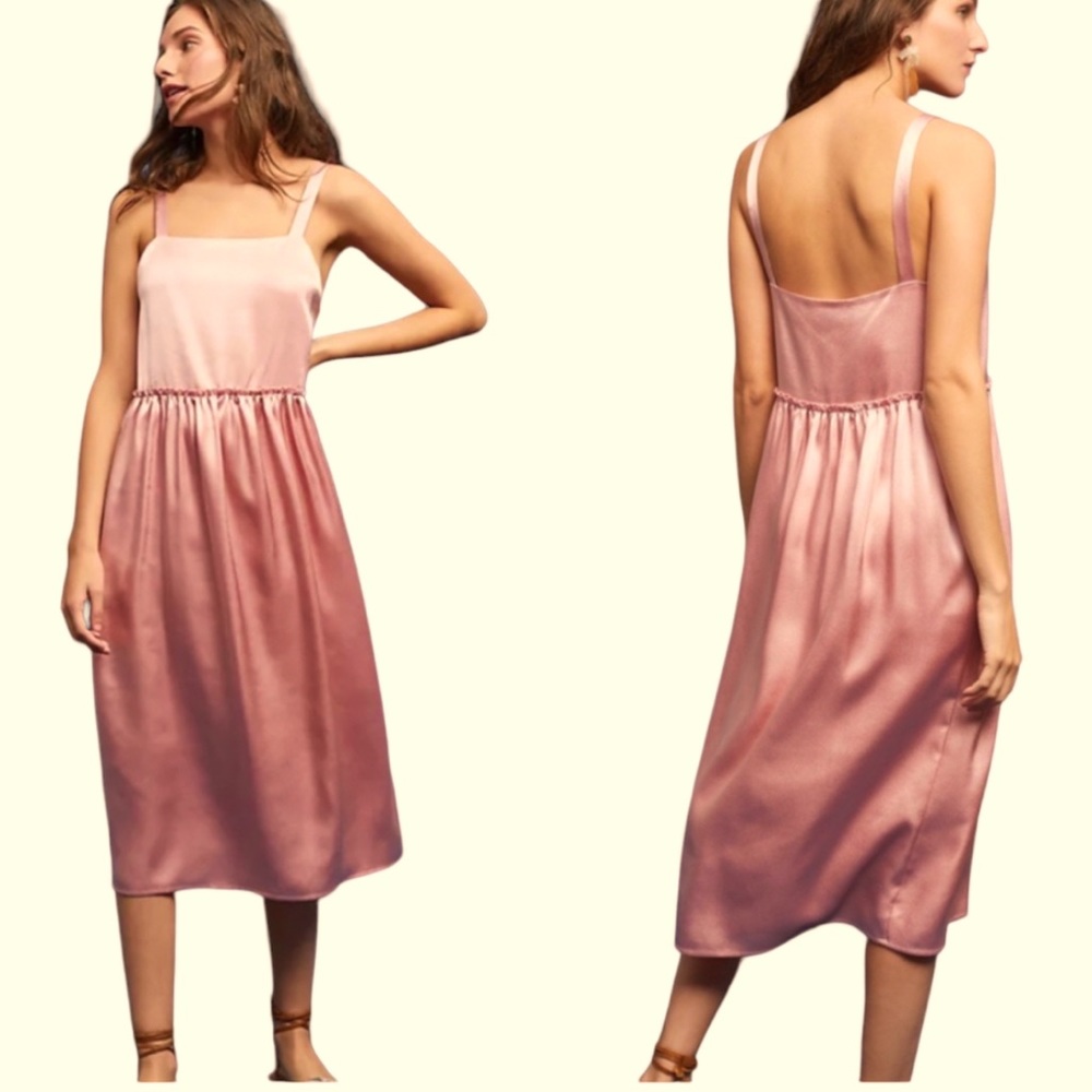 Anthropologie Steele Rinna Silken Dress Pink, Size L Excellent Condition